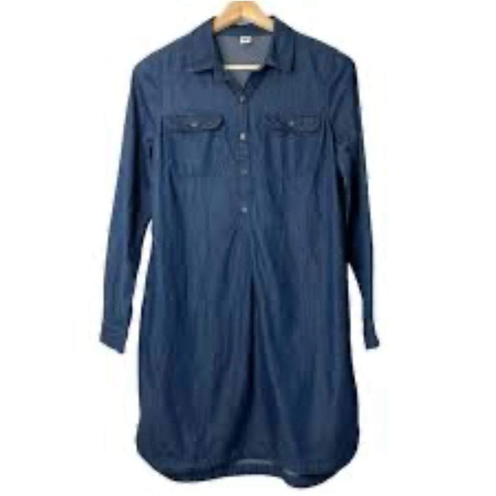 Old Navy women’s XXL long sleeve chambray collared denim shift dress - Picture 5 of 6